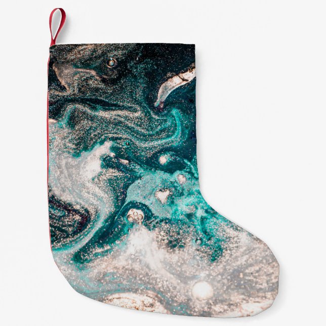 Marble Handmade: Traditional Luxury Texture. Small Christmas Stocking (Front)