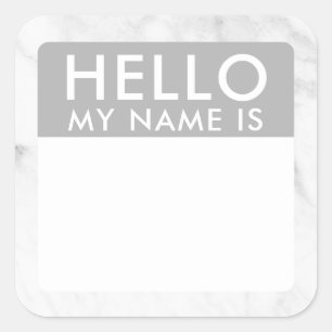 Marble Hello My Name Is Stickers