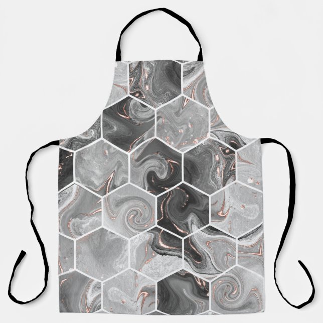Marble hexagon seamless texture with gold pattern apron (Front)