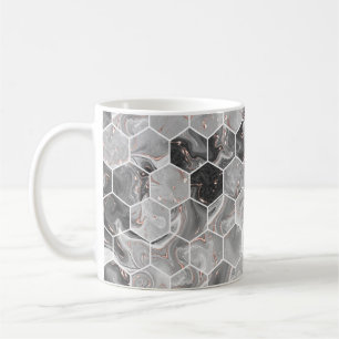 Marble hexagon seamless texture with gold pattern coffee mug
