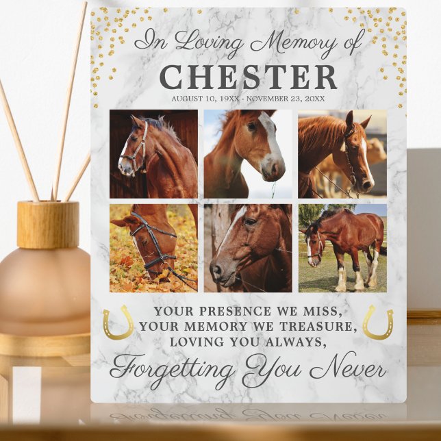 Marble Horse Remembrance Photo Collage Plaque (Creator Uploaded)