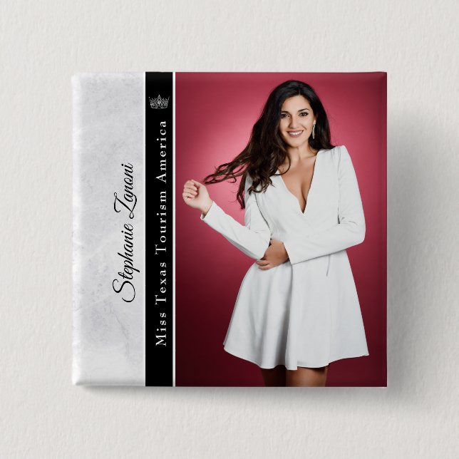 Marble Ice Pageant Sash Button Pin (Front)