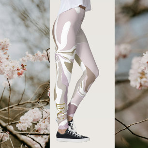 Marble initials cute blush pink rose gold white  leggings