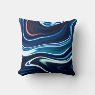 Marble ink colourful. Blue marble pattern texture Cushion