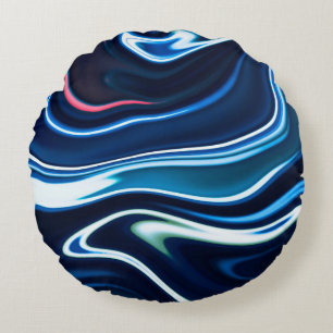 Marble ink colourful. Blue marble pattern texture Round Cushion