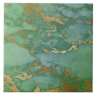 Marble Inspired Green Gold Tile
