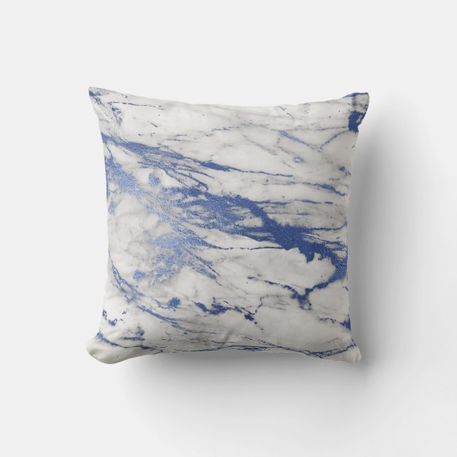 MARBLE INSPIRED WHITE BLUE PILLOW  (Front)
