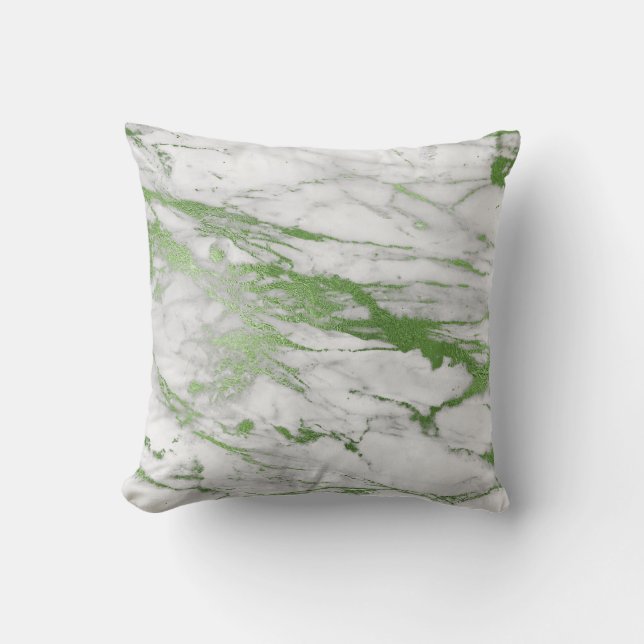 MARBLE INSPIRED WHITE GREEN PILLOW  (Front)