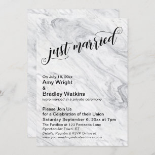 Marble Just Married Post-Wedding Celebration Invitation