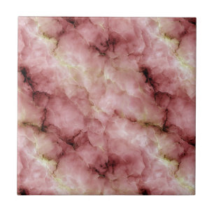 Marble-like Pattern in Shades of Pink and Cream Ceramic Tile