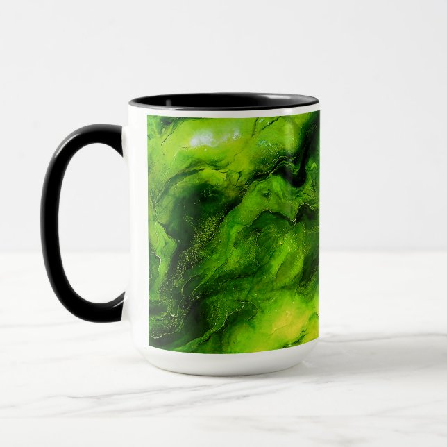 Marble-Like Texture in Bright Green  Mug (Left)