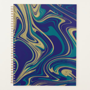 Marble Liquid Faux Gold Blue Greenish     Planner