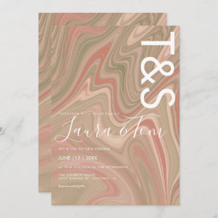 Marble Liquid Terracotta Agate Typography Wedding  Invitation