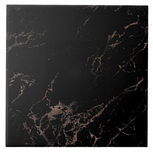 Marble look Rose Gold Black Tile