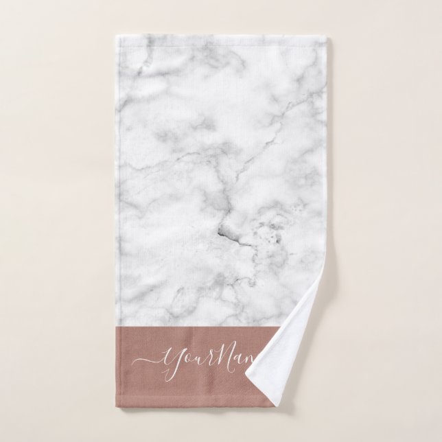 Marble look& rose gold  - elegant personalised hand towel (Hand Towel)