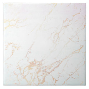 Marble look Rose Gold White Tile