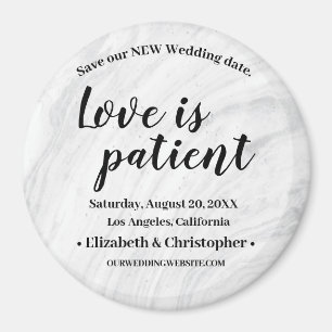 Marble Love is patient Change the Date Wedding Magnet