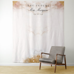 Marble Luxe Bridal Shower Backdrop Photo Booth Tapestry