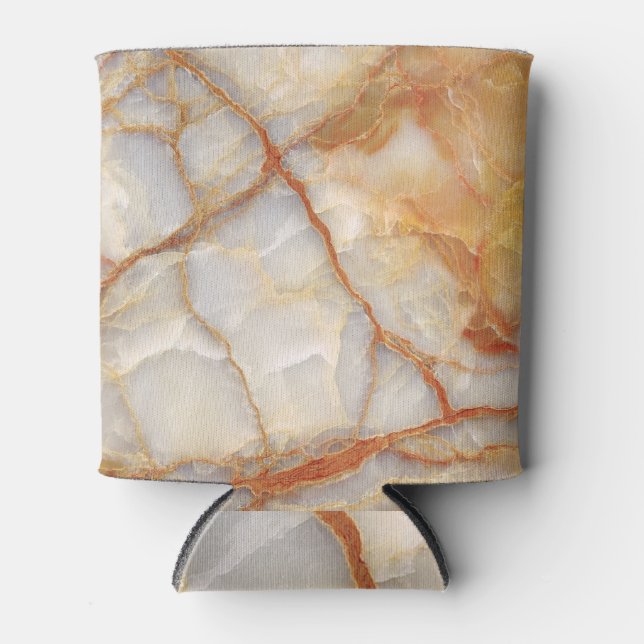 Marble Majesty: Glossy Elegance Can Cooler (Front)