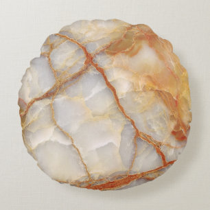 Marble Majesty: Glossy Elegance Round Cushion