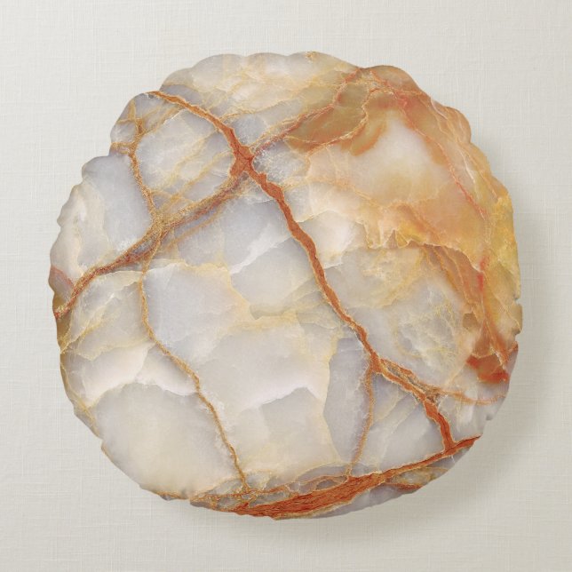Marble Majesty: Glossy Elegance Round Cushion (Front)
