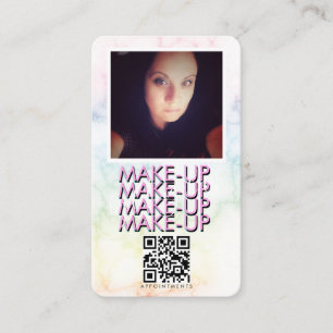 Marble Makeup Salon QR Code Photo   Business Card