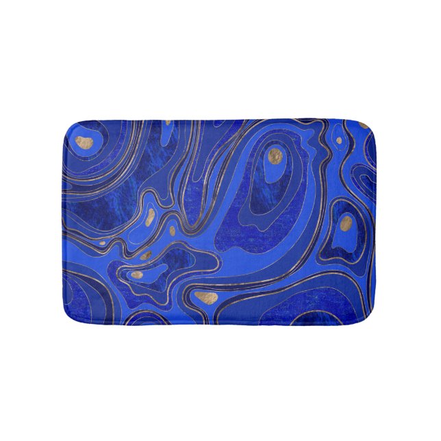 Marble Map - blue and gold Bath Mat (Front)