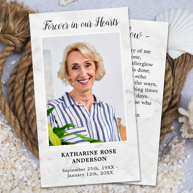 Marble Memorial Sympathy Photo Funeral Prayer Card (Creator Uploaded)