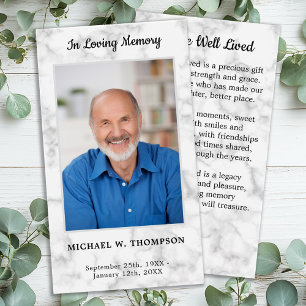 Marble Memorial Sympathy Photo Funeral Prayer Card
