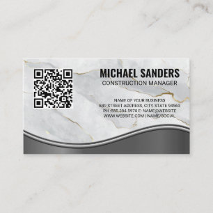 Marble Metallic Wave QR Code Business Card