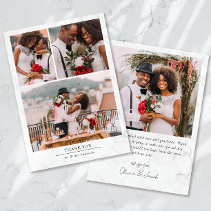 Marble Minimalist 4 Photo Wedding Thank You Card