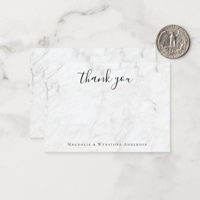 Marble Minimalist Calligraphy Thank You Card (Front/Back In Situ)