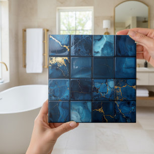 Marble Mix 4x4 Squares Blue ID1185a Ceramic Tile