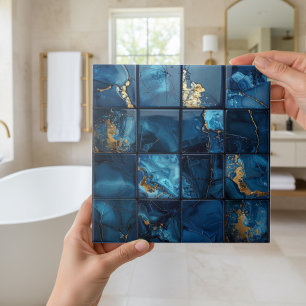 Marble Mix 4x4 Squares Blue ID1185b Ceramic Tile