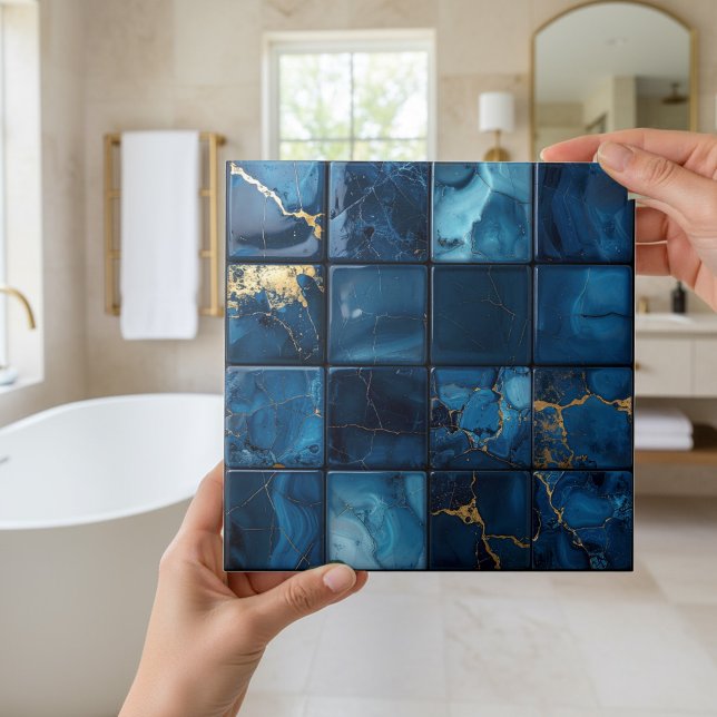 Marble Mix 4x4 Squares Blue ID1186a Ceramic Tile (Creator Uploaded)