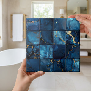 Marble Mix 4x4 Squares Blue ID1186c Ceramic Tile
