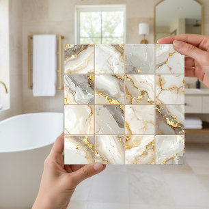 Marble Mix 4x4 Squares Ivory ID1185c Ceramic Tile