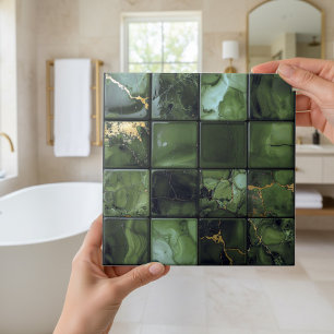 Marble Mix 4x4 Squares Olive Green ID1185a Ceramic Tile