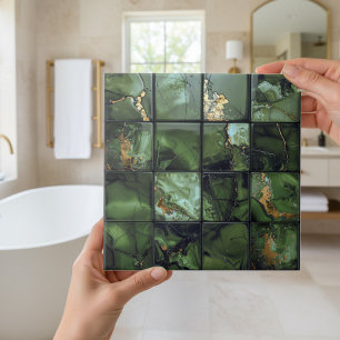 Marble Mix 4x4 Squares Olive Green ID1185b Ceramic Tile