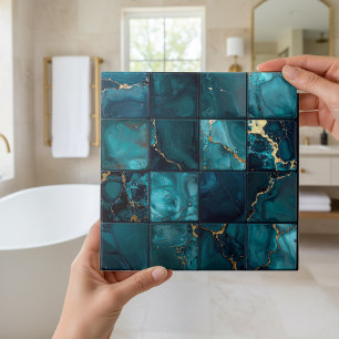 Marble Mix 4x4 Squares Teal ID1186c Ceramic Tile