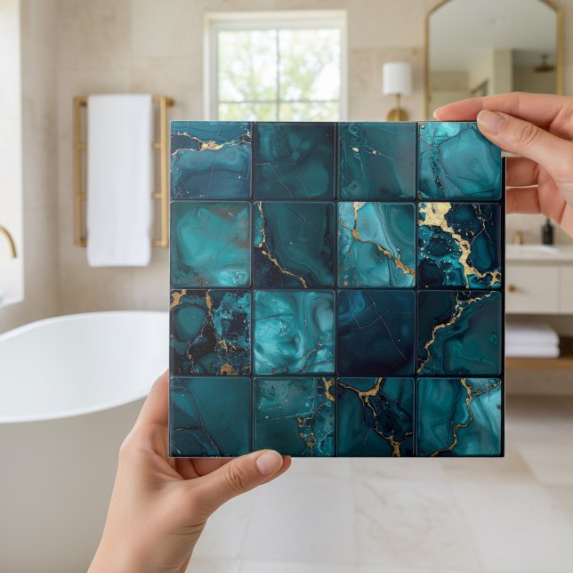 Marble Mix 4x4 Squares Teal ID1186c Ceramic Tile (Creator Uploaded)