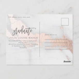 marble modern elegant photo graduate postcard