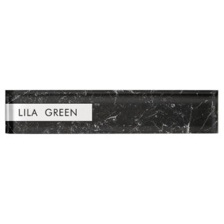 Marble Modern Monogram Elegant Trendy Business Nameplate