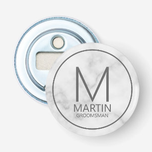 Marble Modern Personalised Monogram&Name Groomsmen Bottle Opener