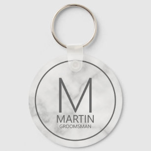 Marble Modern Personalised Monogram&Name Groomsmen Key Ring