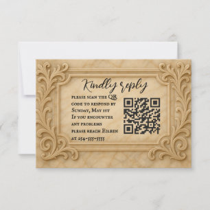 Marble Monarch QR Code Wedding RSVP Card