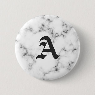 Marble monogram 6 cm round badge