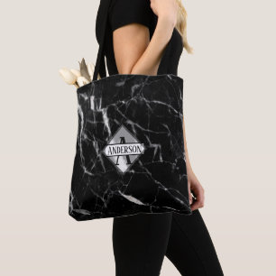 Marble MONOGRAM Black Tote - All Occasions Custom
