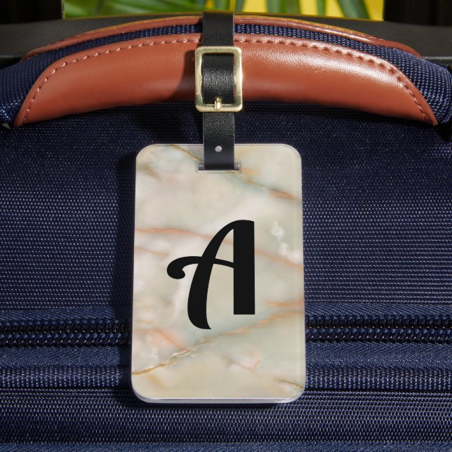 Marble Monogram Custom Name Initial Gift Luggage Tag (Front Insitu 2)