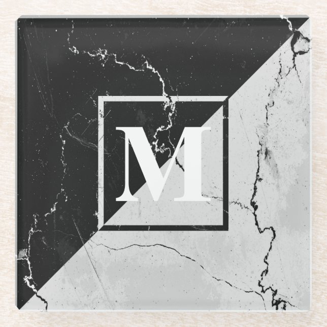 Marble Monogram Glass Coaster (Front)